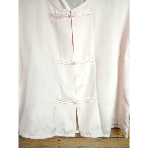 Vintage Williwear Intimates Pajama Top Medium Light Pink Satin Edging Late 80s - Picture 2 of 6